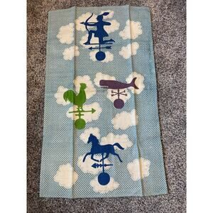 Vintage MCM 100% Linen Leacock Towel Weather Vane Indian Chicken Horse Whale